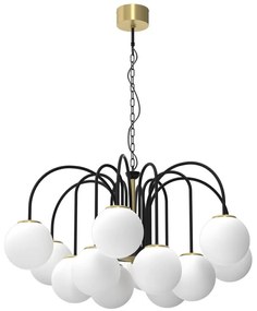 Luster na reťazi CAMBRIDGE 12xE14/60W/230V čierna/mosadz