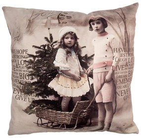 Vianočná obliečka na vankúš s deťmi pri stromčeku - 45*45 cm