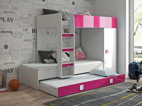Poschodová posteľ Tomson 2, Farby: Biela + Ružový lesk + Biely lesk