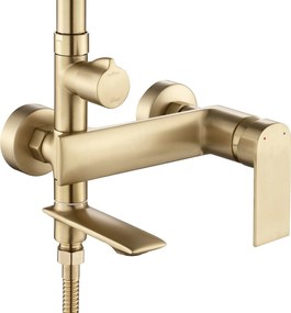 Rea Veneta, vaňová/sprchová súprava s dažďovou hlavovou sprchou a ručnou hlavicou, zlatá matná, REA-P3003