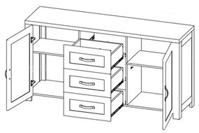 Gala nábytok Komoda NEVADA K2D, lefkas ciemny