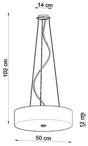 Závesné svietidlo Skala, 1x biele textilné tienidlo, (biele sklo), (fi 50 cm)
