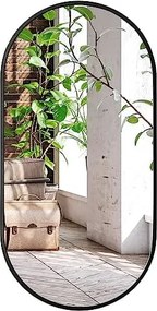 Oválne zrkadlo na stenu OLVANI 80x40 cm s čiernym rámom