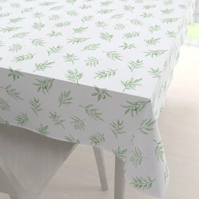 Biante Teflónový obdĺžnikový obrus TF-113 Zelené olivové vetvičky na bielom 60x100 cm