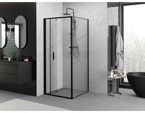 Mexen Exo, sprchovací kút so skladacími dverami 85 x 85 cm, 6mm číre sklo, čierny profil, 816-085-085-70-00