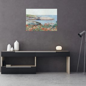 Sklenený obraz - Childe Hassam, Poppies,  Isles of Shoals, reprodukcia (70x50 cm)