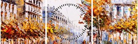 Obraz - Ulica v Paríži (s hodinami) (90x30 cm)