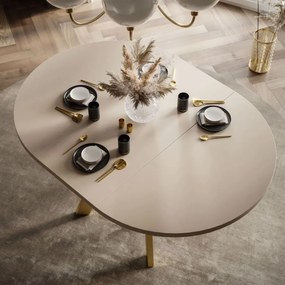 OKRÚHLY ROZKLADACÍ JEDÁLENSKÝ STÔL EWALD KAŠMÍR MATNÝ + ZLATÝ 100/140 cm