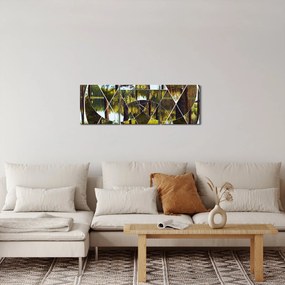 Obraz - Geometrická koláž na pozadí severských lesov (s hodinami) (90x30 cm)