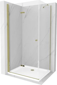 Mexen Lima sprchovací kút 90 x 100 cm, číre sklo-zlatý profil + sprchová vanička, 856-090-100-50-00-4010