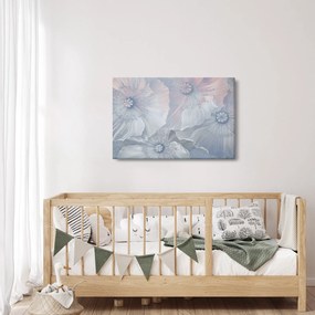 Obraz - Modré kvety na stene (90x60 cm)