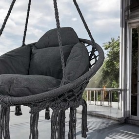 Závesné kreslo s vankúšom - bocianie hniezdo 80 cm antracit