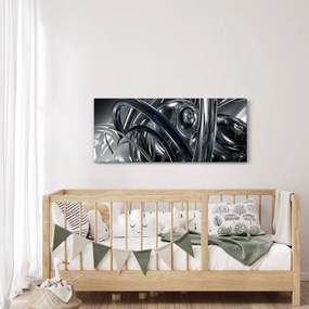 Obraz sivej abstrakcie s modrou (120x50 cm)