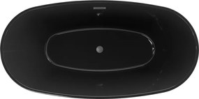 Mexen Eris, voľne stojaca vaňa 170 x 80 cm, čierna,  brúsený grafit prepad, 53441708070-95