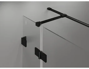 Mexen Lunar T, sklápací sprchový kút ľavý 140 x 80 cm, 8mm číre sklo, čierny profil, 834T-140-080-70-00-L