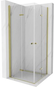 Mexen Lima Duo sprchová kabína, skladacie dvere 90 x 90 cm, transparentnéné, zlatá - 856-090-090-50-00-02