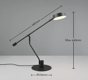 Matne čierna LED stolová lampa s ohýbateľnou konštrukciou (výška 64 cm) Manduro – Trio