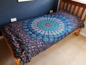 Bavlnená prikrývka na posteľ - Mandala (jednolôžková)