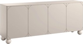 Kozmetická komoda Sonatia II 200 cm so štyrmi dverami - kasmír / guľové nohy