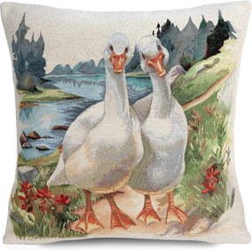 GOBELÍNOVÁ DEKORAČNÁ OBLIEČKA NA VANKÚŠ GOOSE 45X45 CM VZOROVANÁ