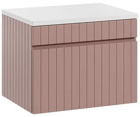 Závesná skrinka pod umývadlo Iconic s doskou 60 cm ružová/biela