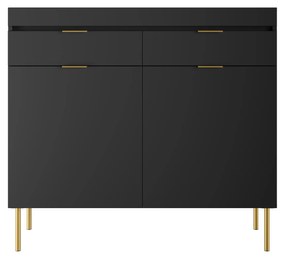 Komoda Sentia 105 cm s 2 zásuvkami - čierna / zlatá