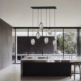 Luster na lanku ASTRAL 6xE14/10W/230V čierna/dymová