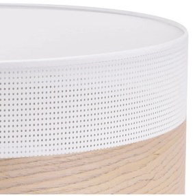 Stropné svietidlo Wood, 1x béžová dubová dýha/biele PVC tienidlo, (biele plexisklo), (fi 40cm)