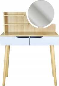 Toaletný stolík SCANDI 2 so zrkadlom naturálny / biely