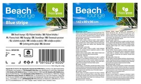 Happy Green Plážové ležadlo modrá, 142 x 60 x 96 cm