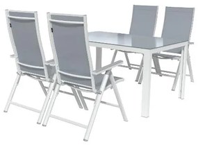 Livarno home Hliníkový záhradný stôl Houston + Hliníkové kreslo Houston s vysokým operadlom, 4 kusy  (800008273)