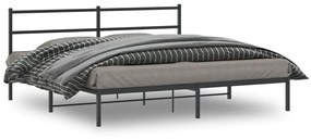 Kovový rám postele s čelom čierny 193x203 cm 355371