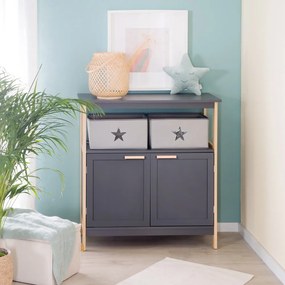 Antracitovosivá nízka detská komoda s prebaľovacím pultom 87x75 cm Berlin – Roba