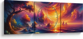 Obraz - Magický svet (s hodinami) (90x30 cm)