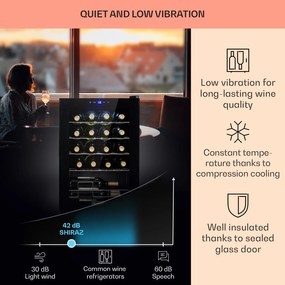 Klarstein Shiraz 20 Uno, vinotéka, 53 l, 20 fliaš, 5-18°C, dotykový ovládací panel