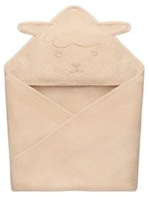 Lionelo - Detská osuška s kapucňou MUSLIN HOODED TOWEL Béžová (Sand)