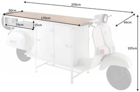 (3870) SCOOTER barový stôl v tvare skútra 250 cm mango/biela