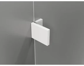 Mexen Lunar, pravý výklopný päťuholníkový sprchový kút 90 x 90 cm, 8mm číre sklo, biely profil, 831-090P-090L-20-00-P