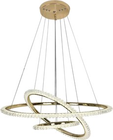 Křišťálový závěsný LED lustr G036-CP zlatý/neutrální bílá