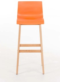 Barová stolička Hoover - plast, drevené nohy natur - Oranžová