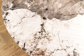 Okrúhly keramický jedálenský stôl Parthenia 120 cm biely mramor / orech