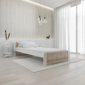 AKCIA Posteľ IKAROS 90 x 200 cm, biela/dub sonoma II. akosť