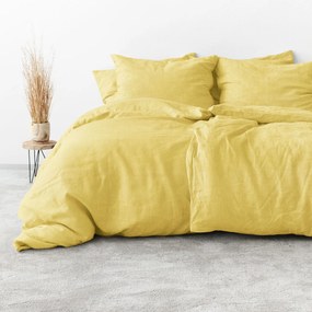 Goldea posteľné obliečky z ľanovej zmesi - žlté 200 x 200 a 2ks 70 x 90 cm