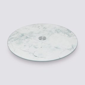 Sklenený otočný servírovací podnos White Marble, (fi) 32 cm