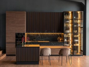 Akustické dekoračné panely dub tmavý 3D lamely na filcovom podklade 270 x 40 cm