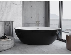 Mexen Nike, voľne stojaca vaňa 175 x 100 cm, biela-čierna, oceľový prepad, 54071751075-97