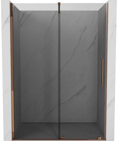 Mexen Velar, posuvné sprchové dvere do otvoru 160 cm, 8mm šedé sklo, ružové zlato, 871-160-000-41-60