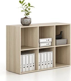 Regál FRAME, nízky, 3 stĺpce, 881 x 1299 x 450 mm, dub prírodný