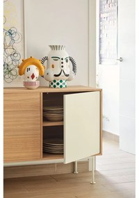 Krémovobiela komoda v dubovom dekore Teulat Yoko, šírka 128 cm