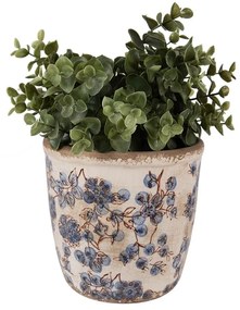 Keramický obal na kvetináč s modrými kvetmi Blusia M - Ø 14*14 cm